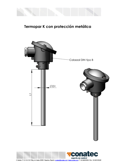 Termopar K con proteccin metlica