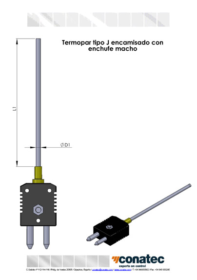 Thermocouple J jacketed with plug 