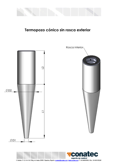 Straight PDFtermowell with exterior thread