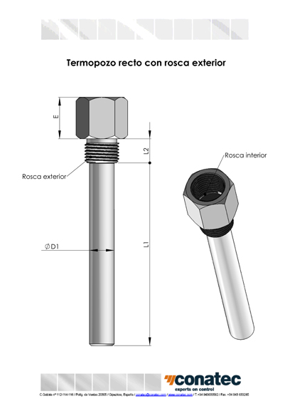 Tapered PDFtermowell without exterior thread