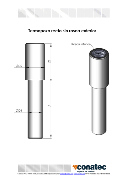 Straight PDFtermowell without exterior thread 