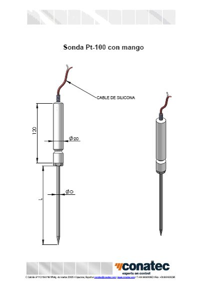 Sonde Pt-100 avec manche 