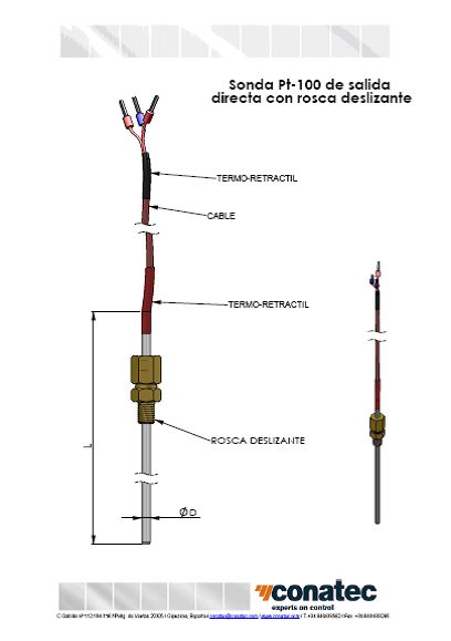  Sonde Pt-100 avec raccord coulissant 