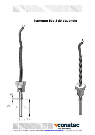 Thermocouple J de type baonnette