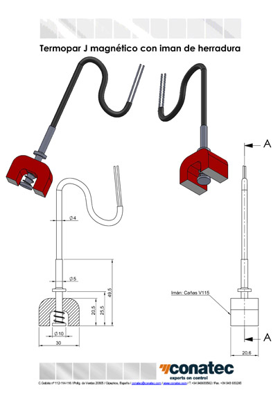 Adjuntar a superficial por otra parte, Termopar J. Conatec