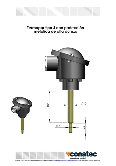 Termopar tipo J con proteccin metlica de alta dureza